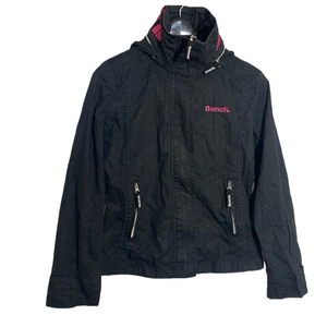 🎈BENCH women’s  black hooded windbreaker jacket size S